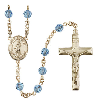 14 Karat Gold-Filled 6mm Austrian Crystal Santa Barbara Rosary in Aqua