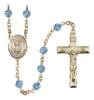 14kt Gold Filled 6mm San Cristobal  Engraved Catholic Rosaries