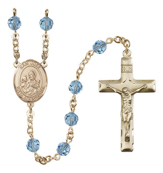 14 Karat Gold-Filled 6mm Austrian Crystal San Jose Rosary in Aqua