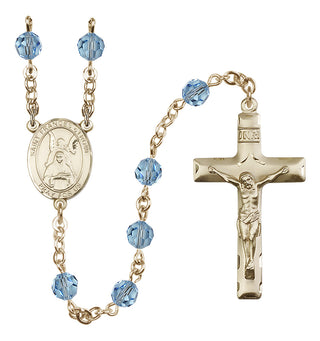 14 Karat Gold-Filled 6mm Austrian Crystal Saint Frances of Rome Rosary in Aqua