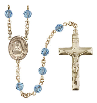 14 Karat Gold-Filled 6mm Austrian Crystal Saint Pauline Visintainer Rosary in Aqua