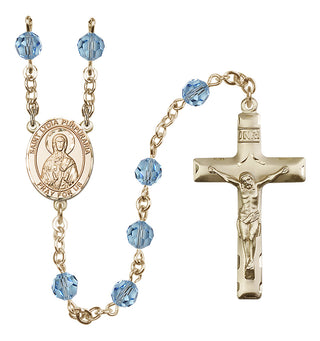 14 Karat Gold-Filled 6mm Austrian Crystal Saint Lydia Purpuraria Rosary in Aqua