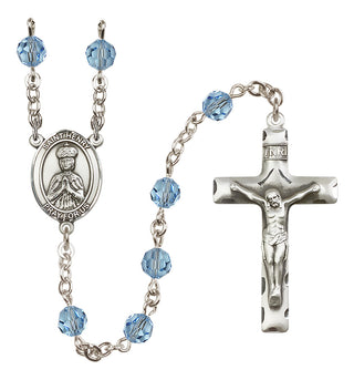 Sterling Silver 6mm Austrian Crystal Saint Henry II Rosary in Aqua