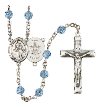 Sterling Silver 6mm Saint Joan of Arc / Army Rosary