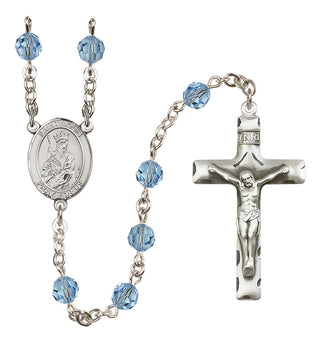 Sterling Silver 6mm Austrian Crystal Saint Louis Rosary in Aqua
