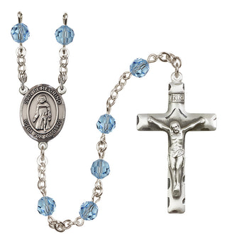 Sterling Silver 6mm Austrian Crystal San Peregrino Rosary in Aqua