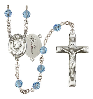 Sterling Silver 6mm Austrian Crystal Pope Emeritace Benedict XVI Rosary in Aqua