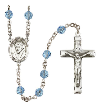 Sterling Silver 6mm Austrian Crystal Saint Peter Canisius Rosary in Aqua