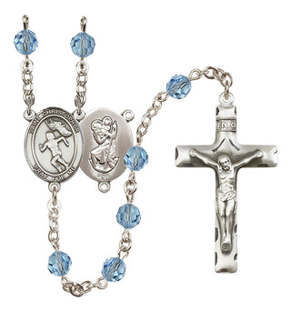 Sterling Silver 6mm Saint Christopher/Track&Field-Women Rosary
