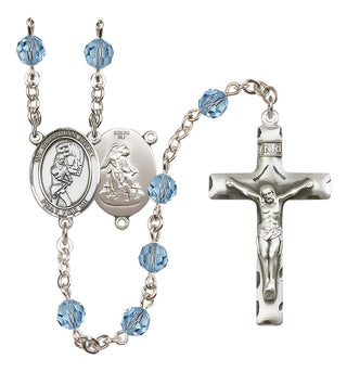Sterling Silver 6mm Guardian Angel/Softball Rosary