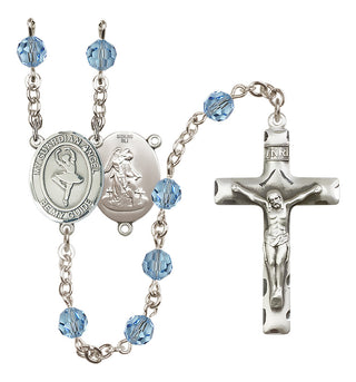 Sterling Silver 6mm Austrian Crystal Guardian Angel/Dance Rosary in Aqua