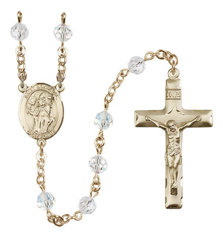 14 Karat Gold-Filled 6mm Austrian Crystal Saint Boniface Rosary in Crystal