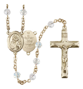 14 Karat Gold-Filled 6mm Austrian Crystal Saint Joan of Arc / Army Rosary in Crystal