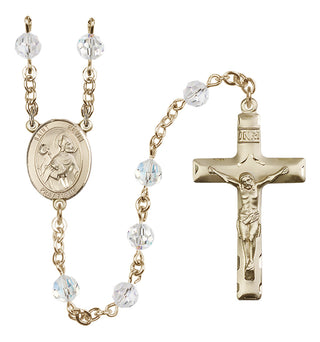 14 Karat Gold-Filled 6mm Austrian Crystal Saint Kevin Rosary in Crystal