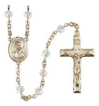 14 Karat Gold-Filled 6mm Austrian Crystal Saint Louise de Marillac Rosary in Crystal