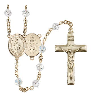 14 Karat Gold-Filled 6mm Austrian Crystal Virgen Milagrosa Rosary in Crystal