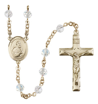 14 Karat Gold-Filled 6mm Austrian Crystal Saint Peter the Apostle Rosary in Crystal