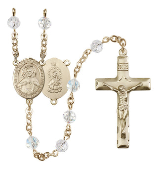 14 Karat Gold-Filled 6mm Austrian Crystal Scapular Rosary in Crystal