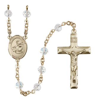 14 Karat Gold-Filled 6mm Austrian Crystal Saint Thomas Aquinas Rosary in Crystal