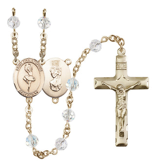 14 Karat Gold-Filled 6mm Austrian Crystal Saint Christopher/Dance Rosary in Crystal