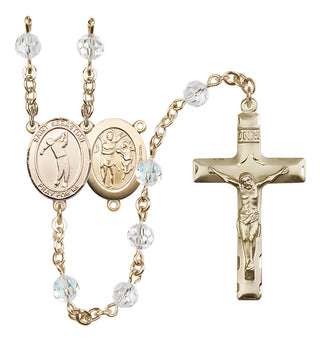 14 Karat Gold-Filled 6mm Austrian Crystal Saint Sebastian/Golf Rosary in Crystal