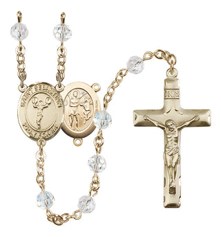 14 Karat Gold-Filled 6mm Austrian Crystal Saint Sebastian/Cheerleading Rosary in Crystal