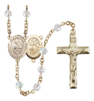 14 Karat Gold-Filled 6mm Austrian Crystal Saint Sebastian/Dance Rosary in Crystal