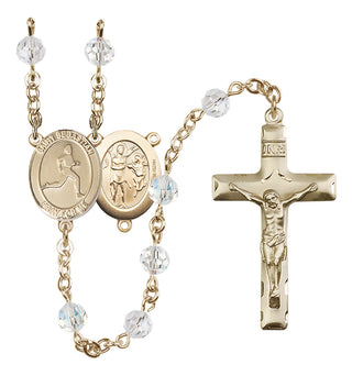 14 Karat Gold-Filled 6mm Austrian Crystal Saint Sebastian/Track & Field Rosary in Crystal
