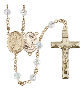 14 Karat Gold-Filled 6mm Austrian Crystal Saint Cecilia / Marching Band Rosary in Crystal