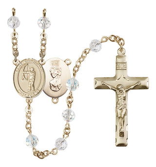14 Karat Gold-Filled 6mm Austrian Crystal Saint Christopher/Archery Rosary in Crystal
