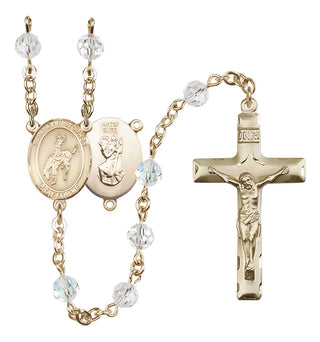 14 Karat Gold-Filled 6mm Austrian Crystal Saint Christopher / Rodeo Rosary in Crystal