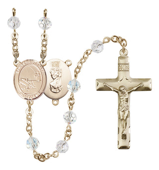 14 Karat Gold-Filled 6mm Austrian Crystal Saint Christopher / Fishing Rosary in Crystal