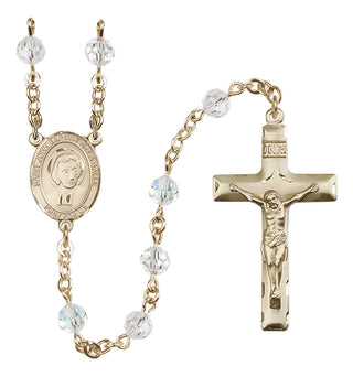 14 Karat Gold-Filled 6mm Austrian Crystal Saint John Baptist de la Salle Rosary in Crystal