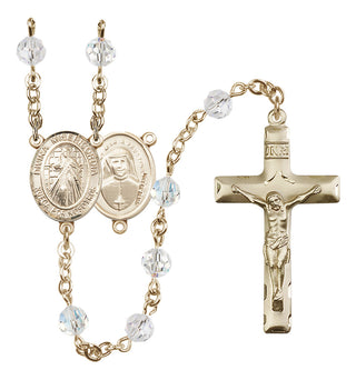 14 Karat Gold-Filled 6mm Austrian Crystal Divina Misericordia Rosary in Crystal