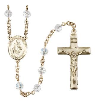 14 Karat Gold-Filled 6mm Austrian Crystal Saint Simon the Apostle Rosary in Crystal
