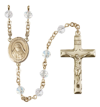 14 Karat Gold-Filled 6mm Austrian Crystal Saint Alphonsa of India Rosary in Crystal