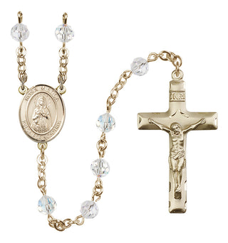 14 Karat Gold-Filled 6mm Austrian Crystal Our Lady Rosa Mystica Rosary in Crystal