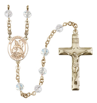 14 Karat Gold-Filled 6mm Austrian Crystal Guardian Angel Protector Rosary in Crystal