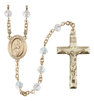 14 Karat Gold-Filled 6mm Austrian Crystal Guardian Angel of the World Rosary in Crystal