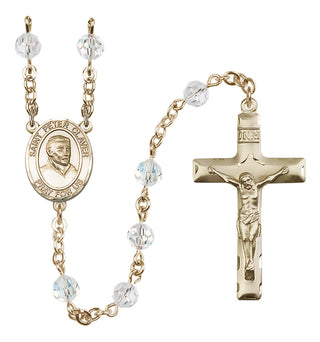 14 Karat Gold-Filled 6mm Austrian Crystal Saint Peter Claver Rosary in Crystal