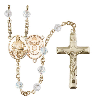 14 Karat Gold-Filled 6mm Austrian Crystal Pope Francis Rosary in Crystal