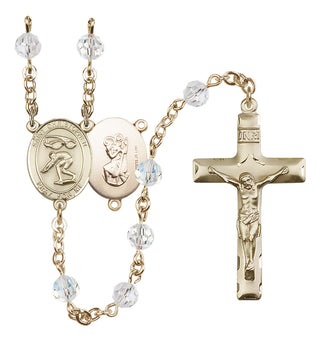 14 Karat Gold-Filled 6mm Austrian Crystal Saint Christopher/Swimming Rosary in Crystal