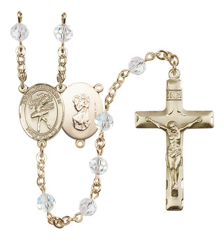 14 Karat Gold-Filled 6mm Austrian Crystal Saint Christopher/Dance Rosary in Crystal
