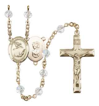 14 Karat Gold-Filled 6mm Austrian Crystal Saint Christopher/Gymnastics Rosary in Crystal