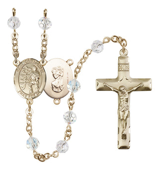 14 Karat Gold-Filled 6mm Austrian Crystal Saint Christopher / Karate Rosary in Crystal