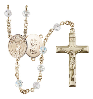 14kt Gold Filled 6mm Saint Christopher/Lacrosse Rosary
