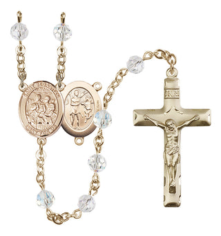 14 Karat Gold-Filled 6mm Austrian Crystal Saint Sebastian / Choir Rosary in Crystal