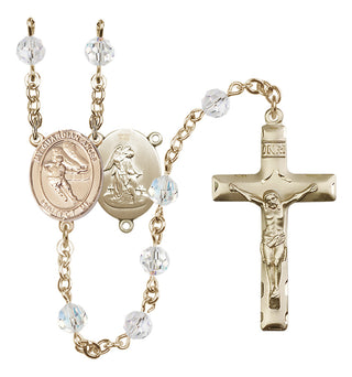 14 Karat Gold-Filled 6mm Austrian Crystal Guardian Angel/Hockey Rosary in Crystal