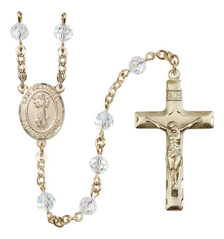 14 Karat Gold 6mm Austrian Crystal San Francis Rosary in Crystal