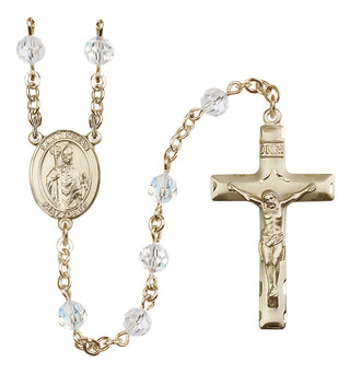 14 Karat Gold 6mm Austrian Crystal Saint Kilian Rosary in Crystal